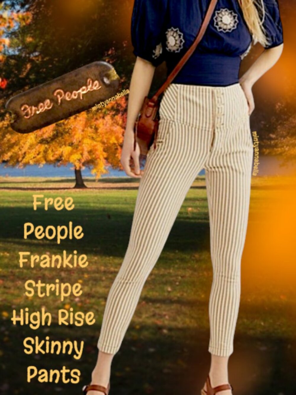 Free People Frankie Stripe High Rise Skinny Pants